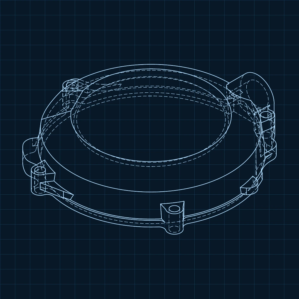 Technical design drawing of a CNC machined motorcycle clutch cover